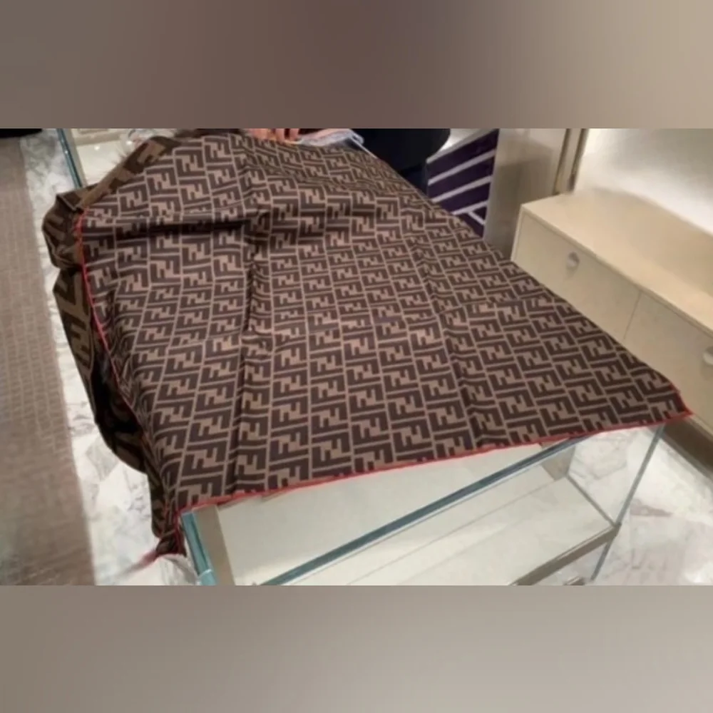 Brown and Black Patterned Scarf